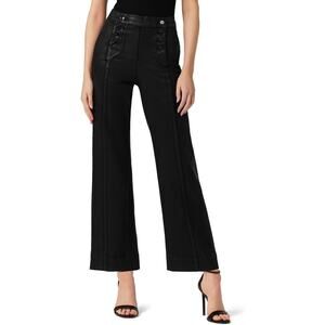 Joe's Jeans Savannah Black Coated Wide Leg Crop Jean Pants Size 26 Sailor Style